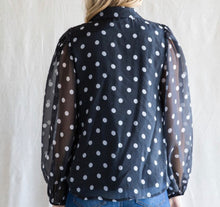Load image into Gallery viewer, Dotty Peasant Long Sleeves Top