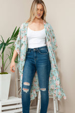 Load image into Gallery viewer, Minty Falls | Floral Ruffle Kimono