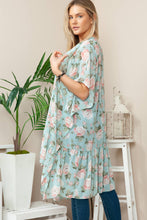 Load image into Gallery viewer, Minty Falls | Floral Ruffle Kimono