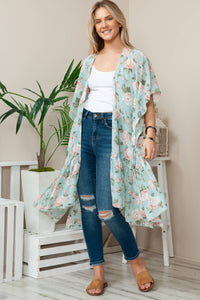 Minty Falls | Floral Ruffle Kimono