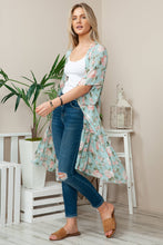 Load image into Gallery viewer, Minty Falls | Floral Ruffle Kimono