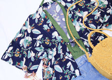 Load image into Gallery viewer, Rebecca Rain | Pull String Wrap Kimono Cover-Up: Navy