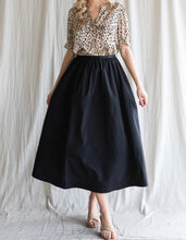 Load image into Gallery viewer, Black Solid Flare Mid Calf A - Lined Skirt