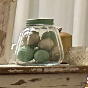 Vintage inspired Jar of Faux Jade Balls
