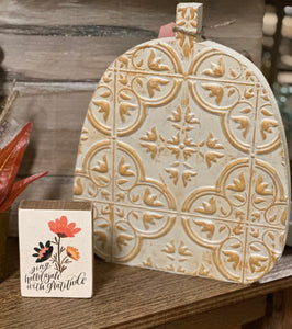 CUSTOM Painted Faux Tile Large Pumpkin