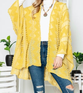 Puffer-Up | Soft Textured Cover-Up Kimono With Pom