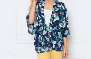 Rebecca Rain | Pull String Wrap Kimono Cover-Up: Navy