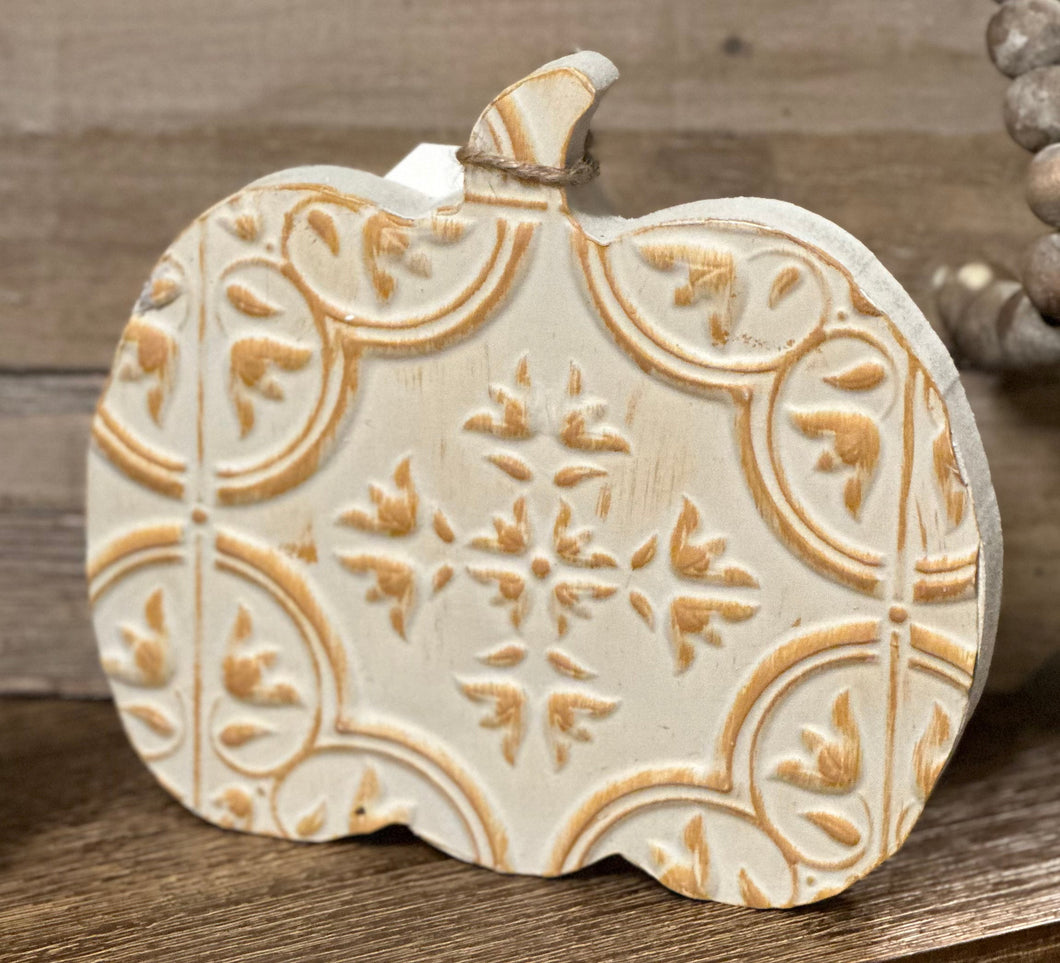 Painted Faux Tile Small Pumpkin