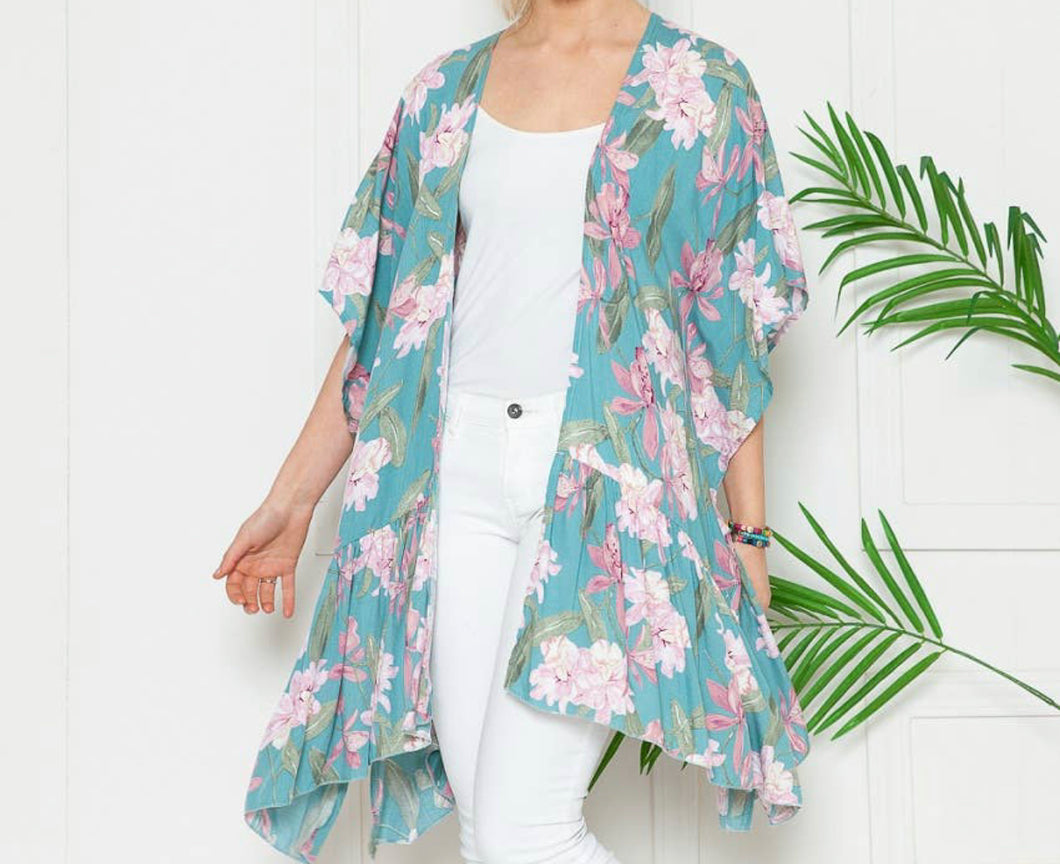 Flora Paradise | Floral Ruffle Kimono