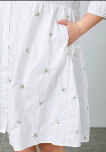 Plus Embroidered Floral Poplin Tunic/Dress