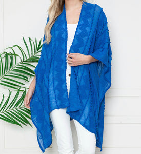 Puffer-Up | Soft Textured Cover-Up Kimono With Pom