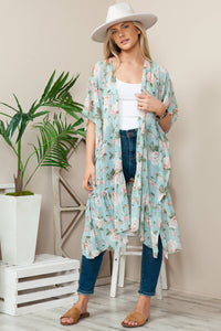 Minty Falls | Floral Ruffle Kimono