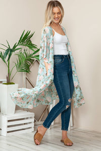 Minty Falls | Floral Ruffle Kimono