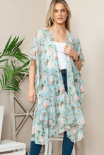 Load image into Gallery viewer, Minty Falls | Floral Ruffle Kimono