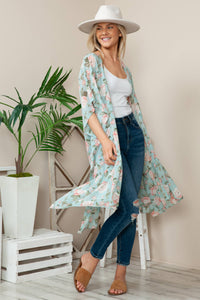 Minty Falls | Floral Ruffle Kimono