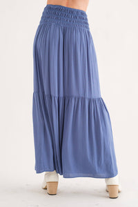 Smoking Waist Tiered Maxi Skirt