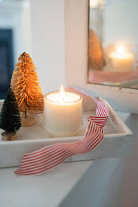 Tis the Season Ribbed Retro Style Soy Candle - Clear: Icicles