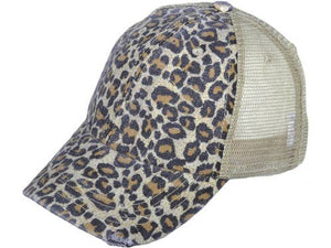 Blessed Leather Patch Hat: Brown leopard
