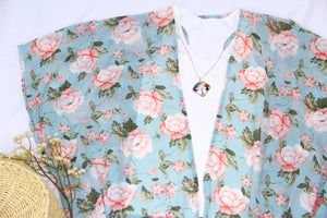 Minty Falls | Floral Ruffle Kimono