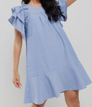 Load image into Gallery viewer, Stripe Ruffled Sleeve Mini Dress