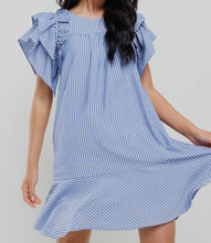 Load image into Gallery viewer, Stripe Ruffled Sleeve Mini Dress