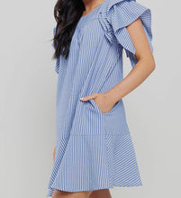 Load image into Gallery viewer, Stripe Ruffled Sleeve Mini Dress