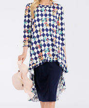 Load image into Gallery viewer, Plus Checkered Floral High Low Tunic