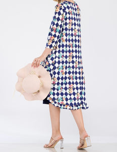 Plus Checkered Floral High Low Tunic