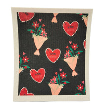 Load image into Gallery viewer, Be Mine, Valentine Flowers Swedish Dishcloth Valentines Day