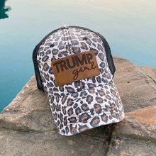 Load image into Gallery viewer, Trump Girl Leather Patch Hat: Black leopard