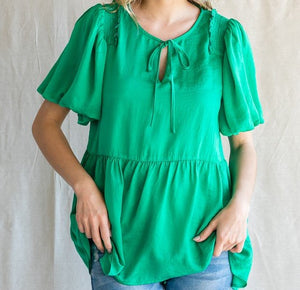 Kelly Green Baby Doll Top