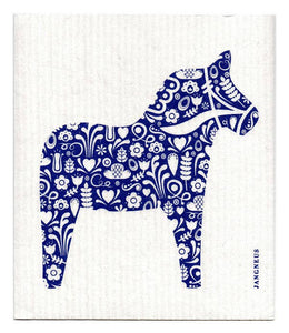 Swedish Dishcloth - Dala Horse - Blue