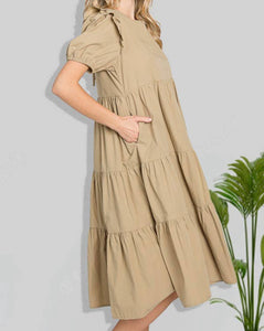 Puff Sleeve Midi Dress