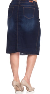 Plus Size "Sammy" Dark Washed Indigo Skirt