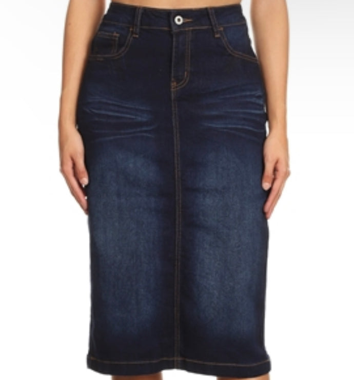 “Rebekah” Misses Dark Denim Skirt