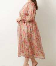 Load image into Gallery viewer, Plus Floral Organza Tie Dress