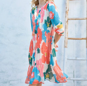 Plus Chiffon Floral Midi Dress