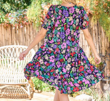Load image into Gallery viewer, Floral Tiered Ric Rack Dress