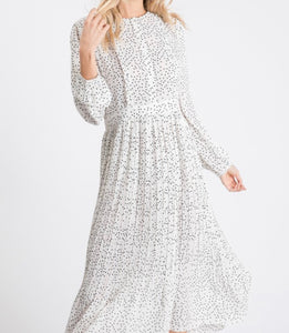 Polka Dot Long Sleeve Midi Dress