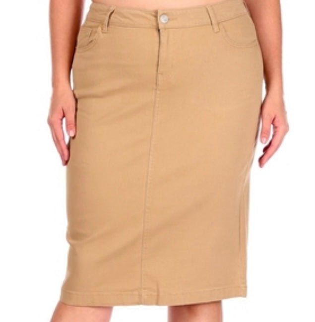 “Lucy” Khaki Plus Skirt