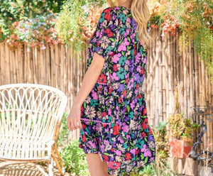 Floral Tiered Ric Rack Dress
