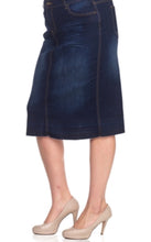 Load image into Gallery viewer, Plus Size &quot;Sammy&quot; Dark Washed Indigo Skirt