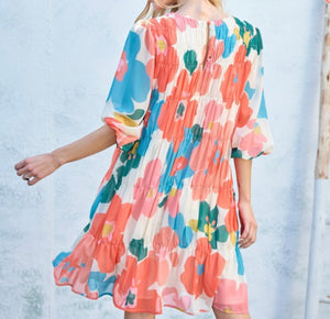 Plus Chiffon Floral Midi Dress